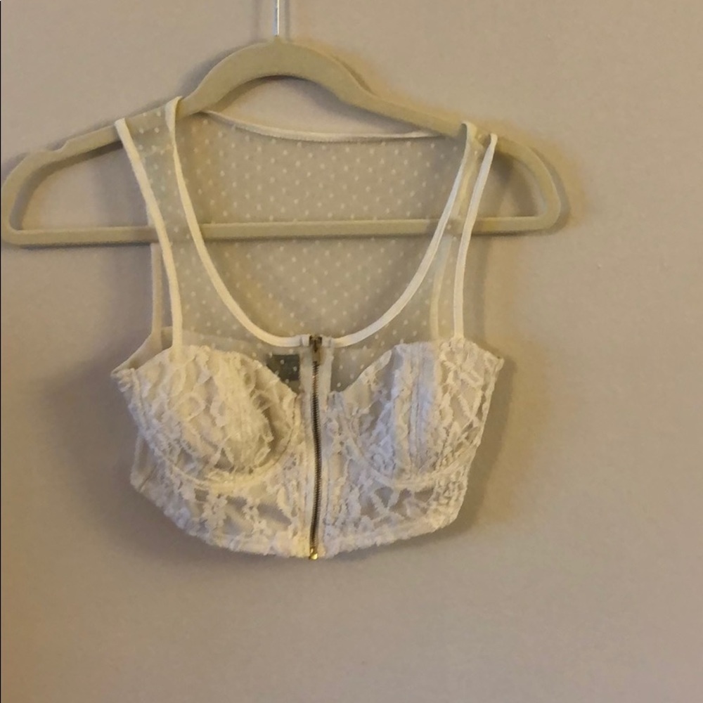 White lace/mesh crop top